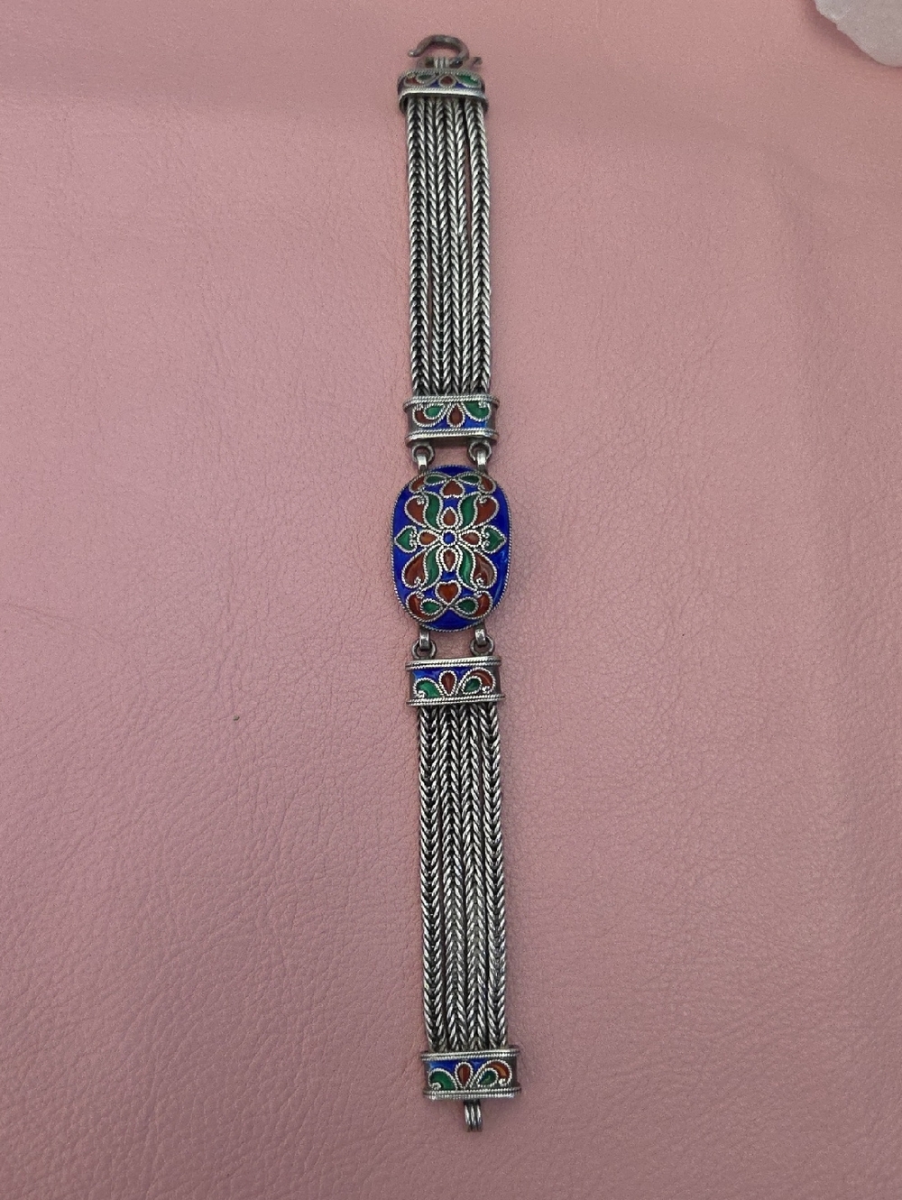 Enamel Filigree Sterling Bracelet.